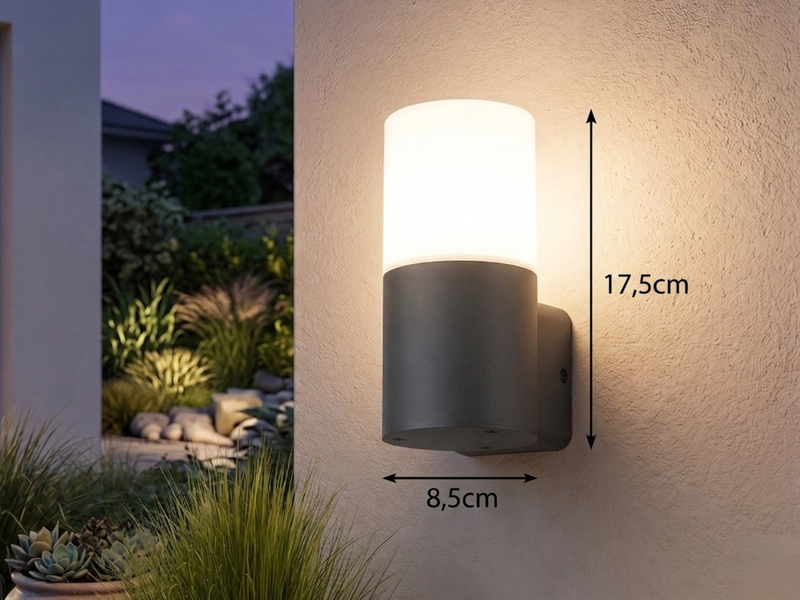 LED Außenwandleuchte aus Aluminium in Anthrazit E27, Höhe 17,5cm