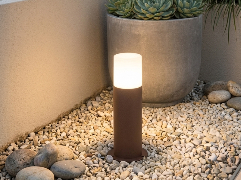 LED Außen Sockelleuchte aus Aluminium in Rostoptik E27, Höhe 30cm