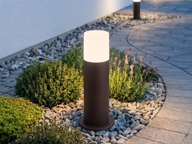 LED Außen Sockelleuchte aus Aluminium in Rostoptik E27, Höhe 30cm