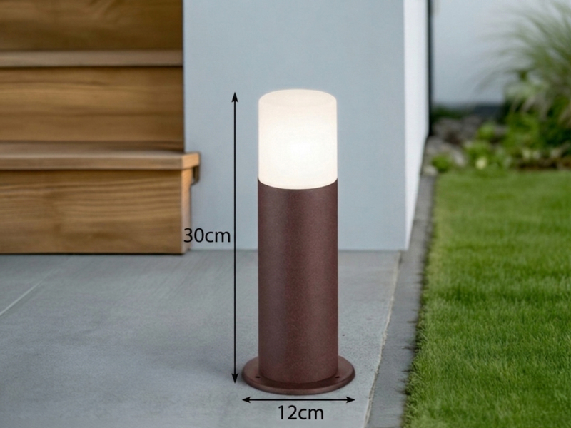 LED Außen Sockelleuchte aus Aluminium in Rostoptik E27, Höhe 30cm