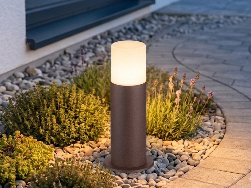LED Außen Sockelleuchte aus Aluminium in Rostoptik E27, Höhe 30cm