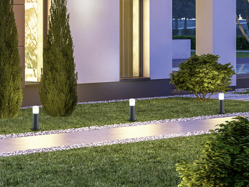 LED Außen Sockelleuchte aus Aluminium in Anthrazit E27, Höhe 30cm