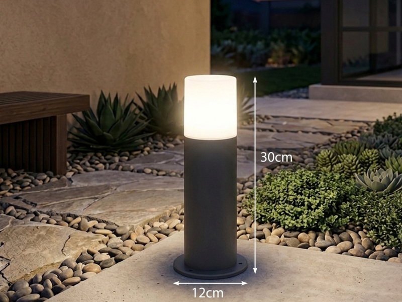 LED Außen Sockelleuchte aus Aluminium in Anthrazit E27, Höhe 30cm