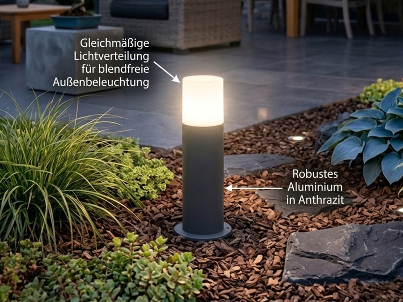 LED Außen Sockelleuchte aus Aluminium in Anthrazit E27, Höhe 30cm