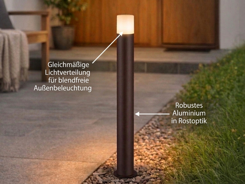 LED Wegeleuchte aus Aluminium in Rostoptik E27, Höhe 80cm