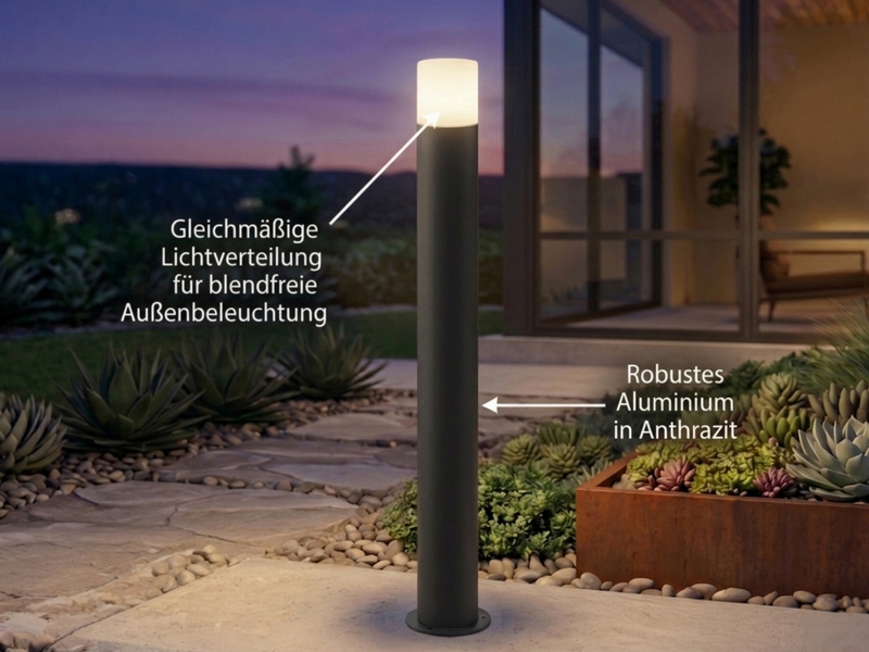 LED Wegeleuchte aus Aluminium in Anthrazit E27, Höhe 80cm
