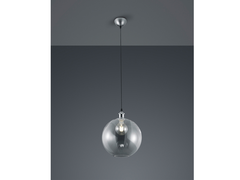 Pendelleuchte DINO 1-flammig mit Glaskugel Lampenschirm Transparent, Ø 30cm