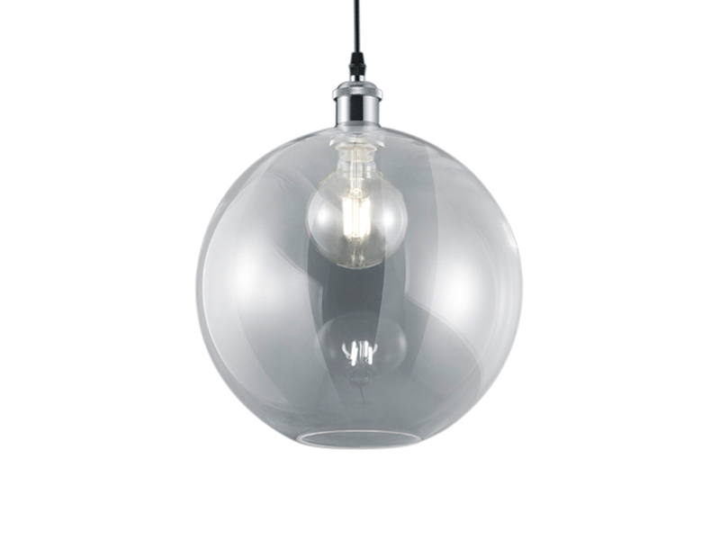 Pendelleuchte DINO 1-flammig mit Glaskugel Lampenschirm Transparent, Ø 30cm