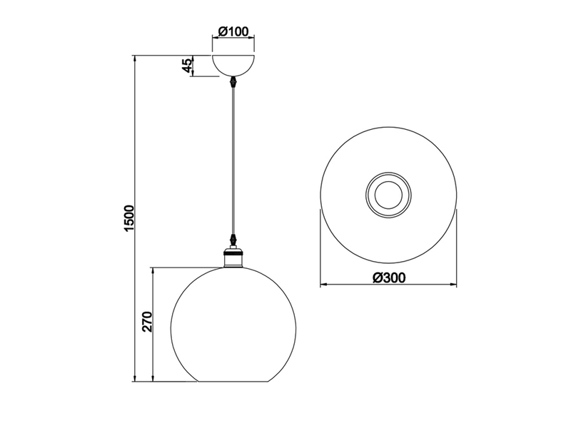 LED Pendelleuchte 1 flammig Glaskugel Lampenschirm Amberfarbig Ø30cm