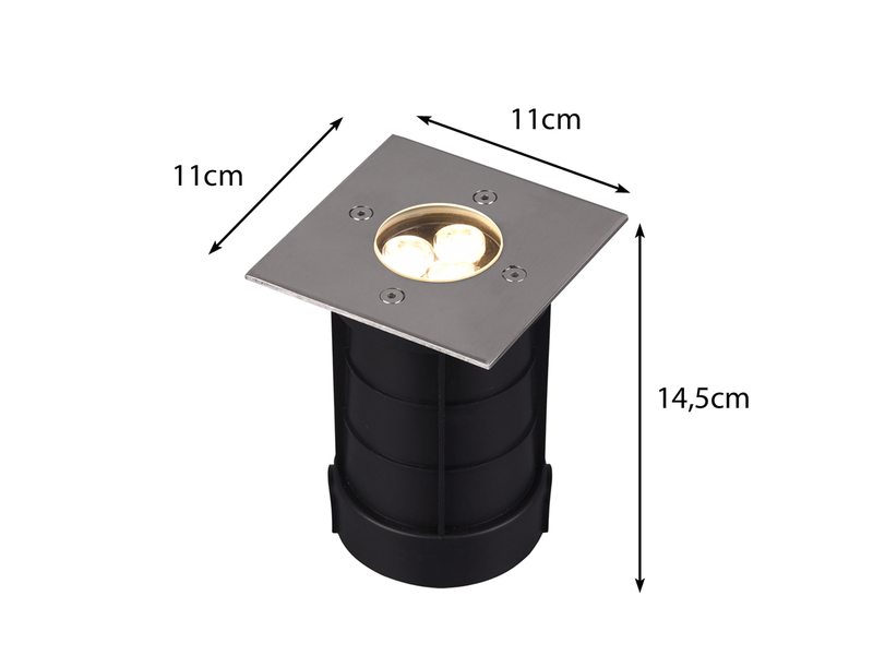 LED Bodeneinbauspot eckig 2er Set Edelstahl 11cm IP65 Bodenstrahler für Einfahrt