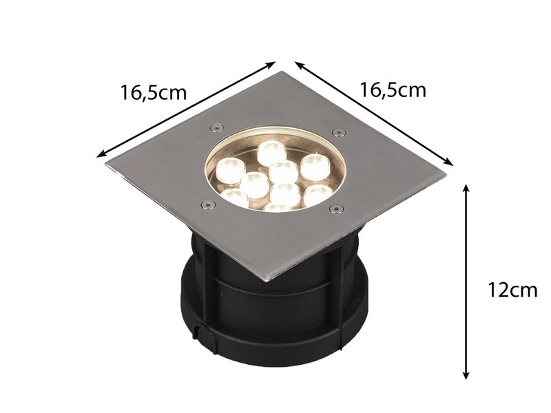 LED Bodeneinbauspot eckig 2er Set Edelstahl 16cm IP65 Bodenstrahler für Einfahrt