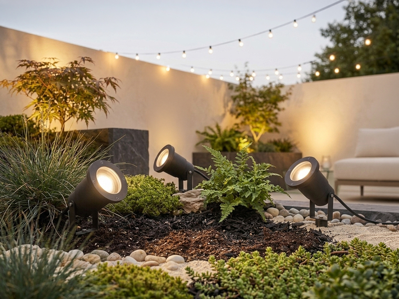 Schwenkbarer Garten Baumstrahler UBANGI 3er Set mit Erdspieß & 5m Anschlußkabel