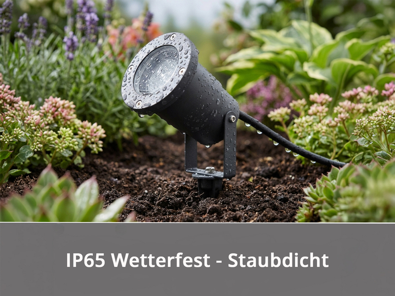 3-er SET Gartenstrahler UBANGI mit Erdspieß Anschlußkabel & Stecker, Länge 11,5m