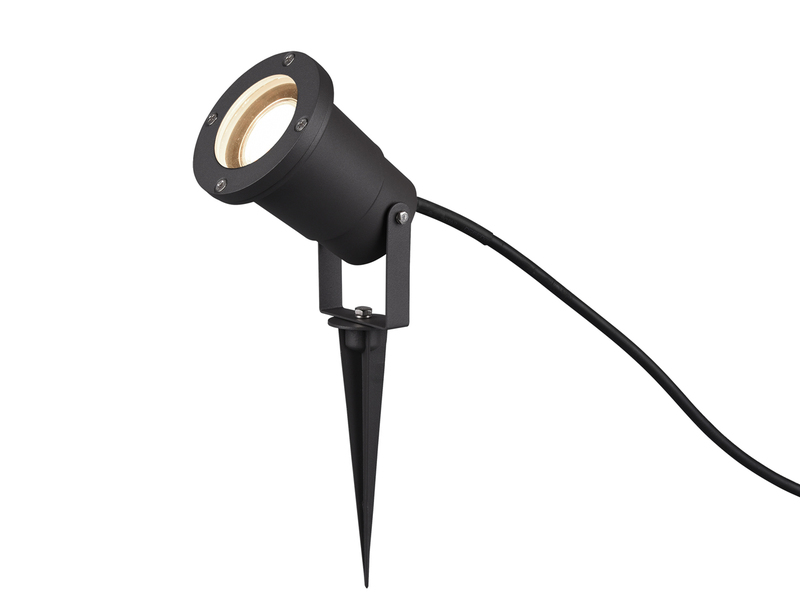 Gartenstrahler mit Erdspieß, 5m Anschlußkabel, Stecker & GU10 LED Ø 9cm
