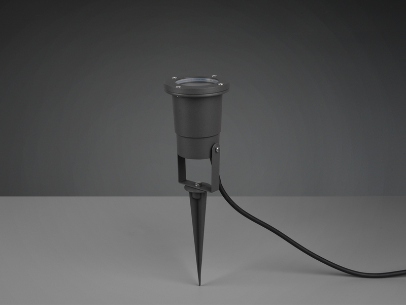 Gartenstrahler mit Erdspieß, 5m Anschlußkabel, Stecker & GU10 LED Ø 9cm