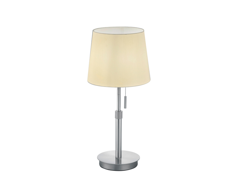 Tischlampe höhenverstellbar, Silber mit Stoffschirm inkl. E27 LED max. Höhe 56cm