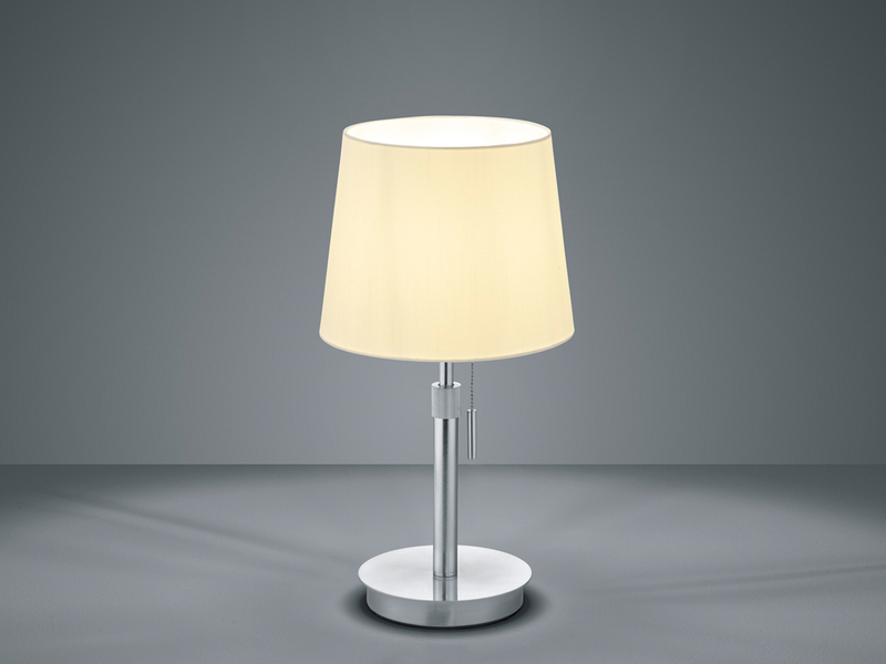 Tischlampe höhenverstellbar, Silber mit Stoffschirm inkl. E27 LED max. Höhe 56cm