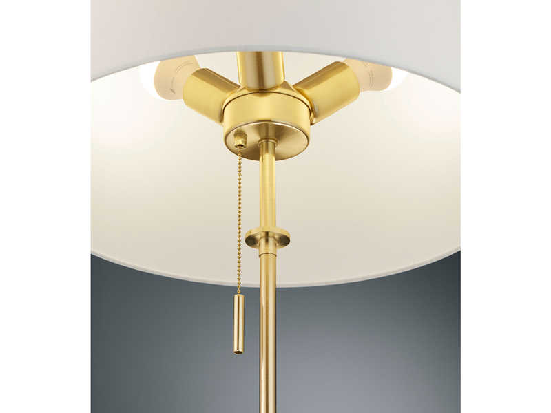 Tischlampe höhenverstellbar Messing mit Stoffschirm inkl. E27 LED max. Höhe 56cm