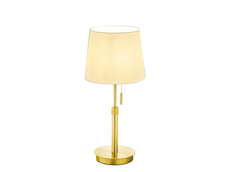 Tischlampe höhenverstellbar Messing mit Stoffschirm inkl. E27 LED max. Höhe 56cm