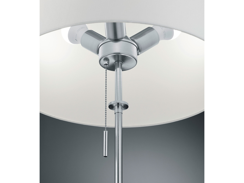 Wandleuchte mit Schalter, Schwenkarm & E27 LED Silber Stoff Weiß, Höhe 32,5cm