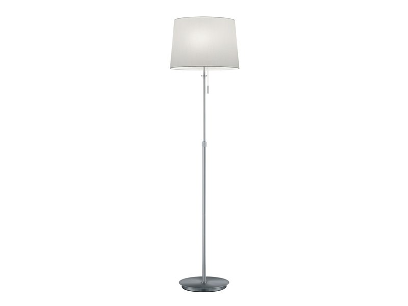 LED Stehleuchte Silber mit Stoffschirm Weiß, höhenverstellbar 138 - 180cm