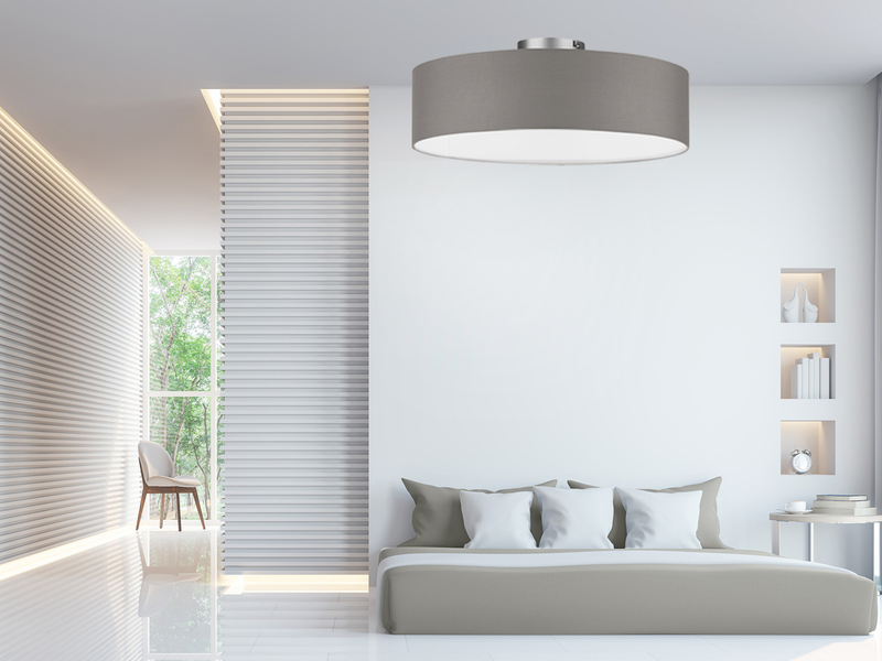 Schöne Deckenlampe mit Textilschirm als Schlafzimmerlampe