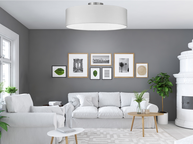 Klassische Deckenleuchte mit Stoff Lampenschirm für Wohnzimmer Beleuchtung