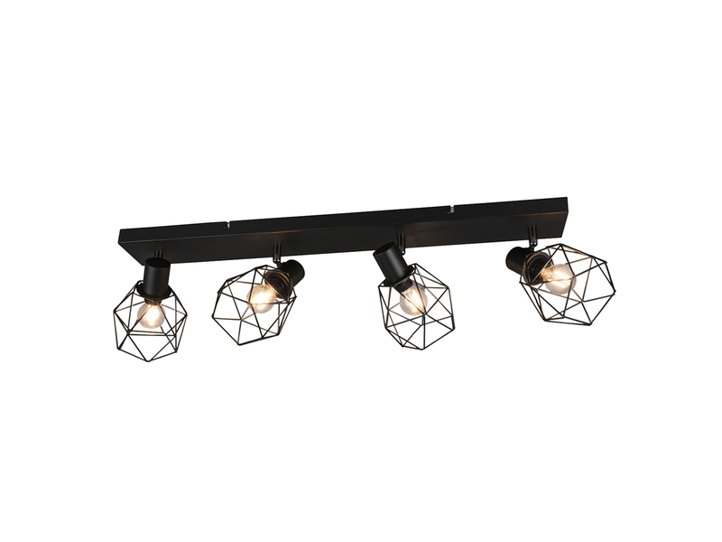 Industrial Deckenstrahler NARDA 4-flammig E14 in Schwarz, Breite 70cm