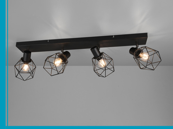 Industrial Deckenstrahler NARDA 4-flammig E14 in Schwarz, Breite 70cm