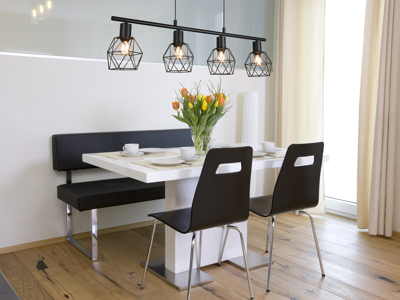 Pendelleuchte NARDA Industrial 4-flammig Schwarz Metall, Breite 75cm