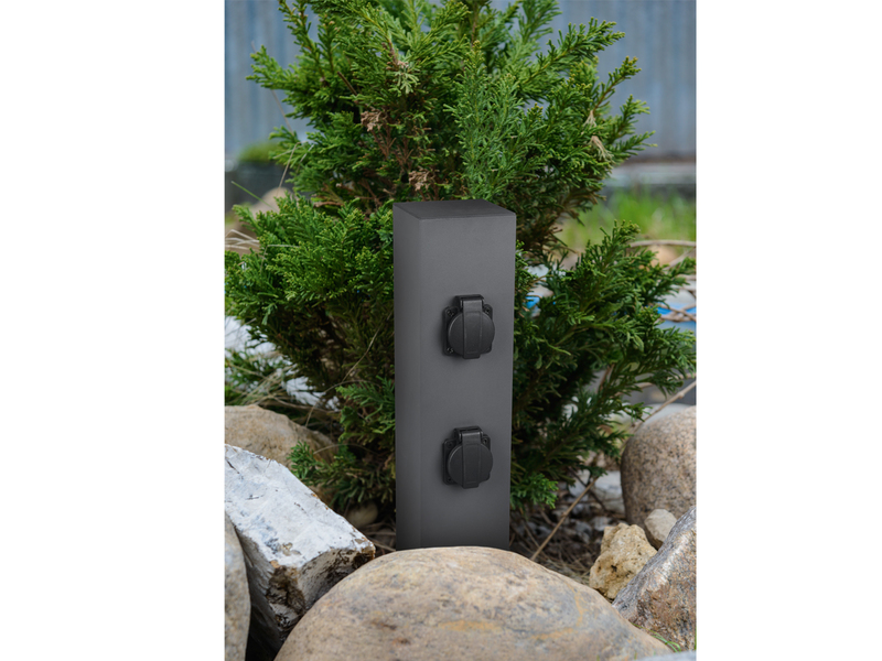 Außensteckdose 2er Set Steckdosensäule in Anthrazit 4 fach Gartensteckdose IP44