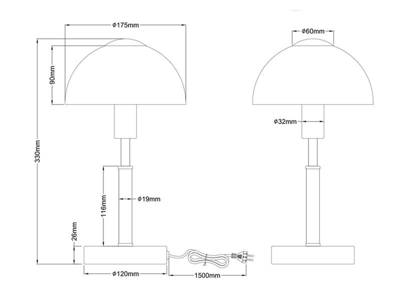 LED Tischleuchte Messing Glasschirm Weiß Ø17cm - Touch dimmbar, Höhe 33cm