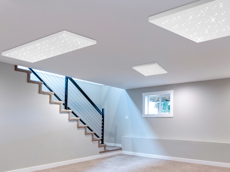 Flaches LED Sternenhimmel Deckenpanel TITUS mit Fernbedienung, Quadrat 75cm