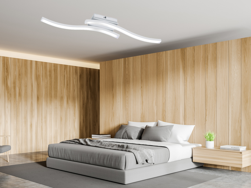 LED Deckenleuchte ROUTE 2 flammig Metall Weiß, Neutralweiß, Breite 56cm
