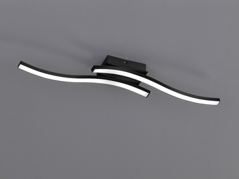 LED Deckenleuchte ROUTE 2 flammig Metall Schwarz, Breite 56cm, Warmweiß