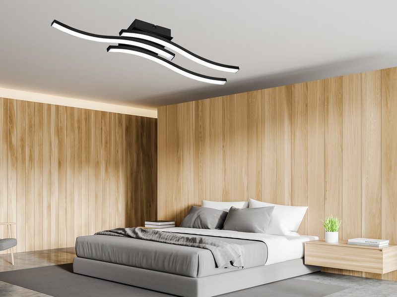 LED Deckenleuchte ROUTE Metall Schwarz, Breite 56cm, Warmweiß