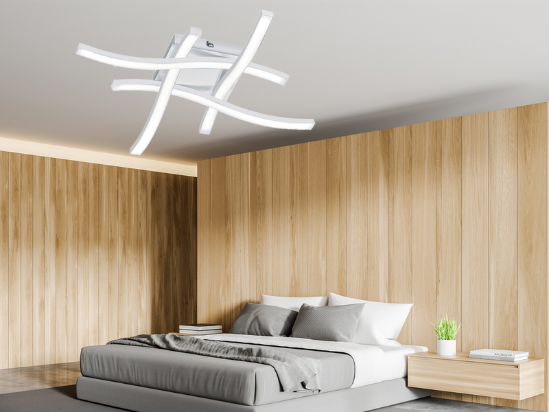 Flache LED Deckenleuchte ROUTE aus Metall Weiß, Breite 46cm