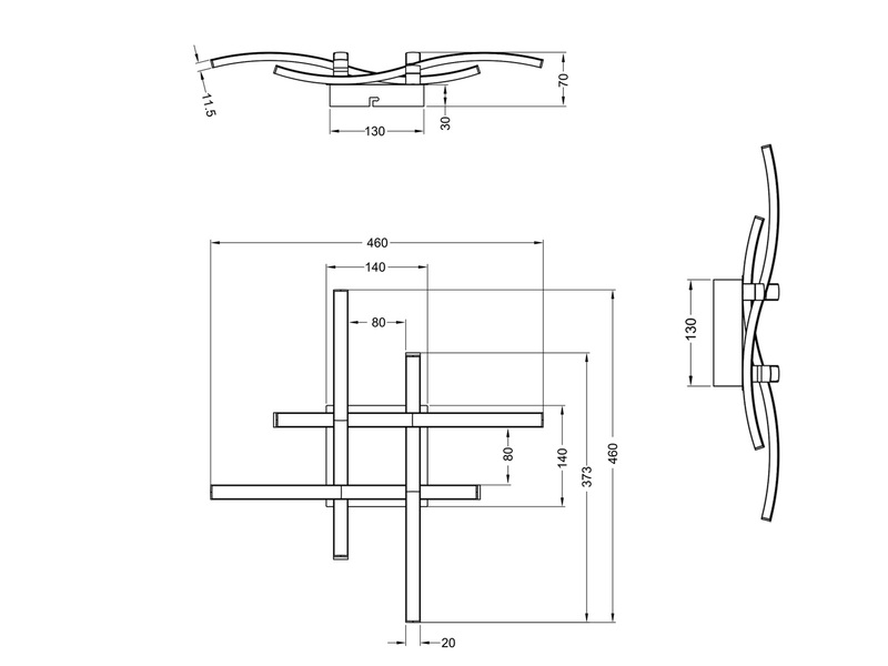 Flache LED Deckenleuchte ROUTE aus Metall Weiß, Breite 46cm