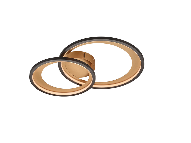 Moderne LED Deckenleuchte GRANADA dimmbar, Schwarz Gold, Breite 59cm