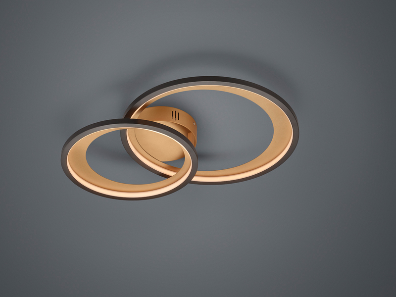 Moderne LED Deckenleuchte GRANADA dimmbar, Schwarz Gold, Breite 59cm