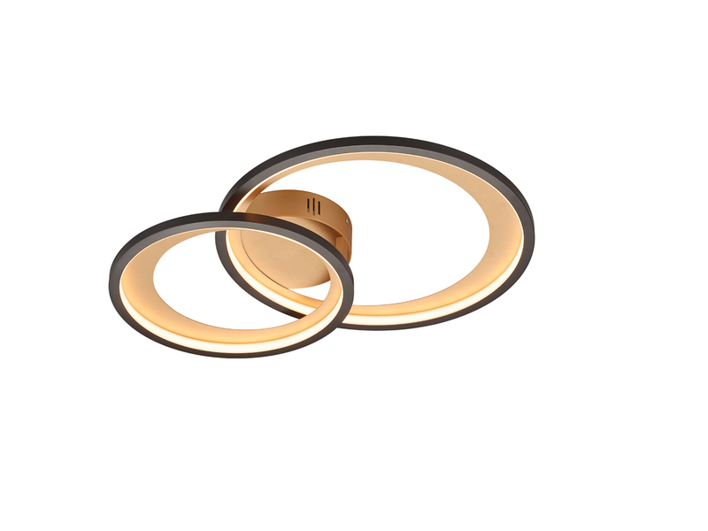 Moderne LED Deckenleuchte GRANADA dimmbar, Schwarz Gold, Breite 59cm