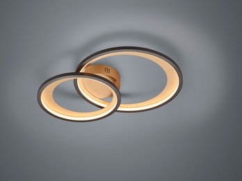 Dimmbare LED Deckenleuchte GRANADA in Schwarz & Gold, Breite 59cm