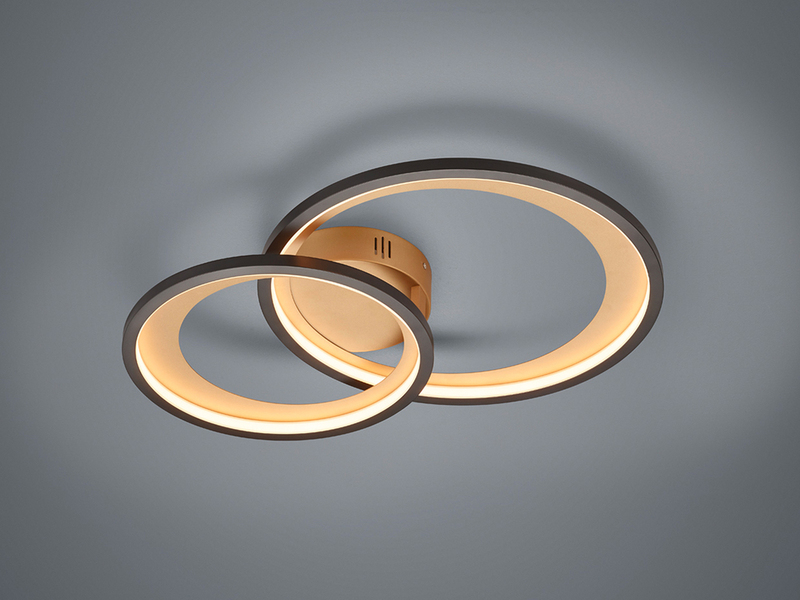 Moderne LED Deckenleuchte GRANADA dimmbar, Schwarz Gold, Breite 59cm