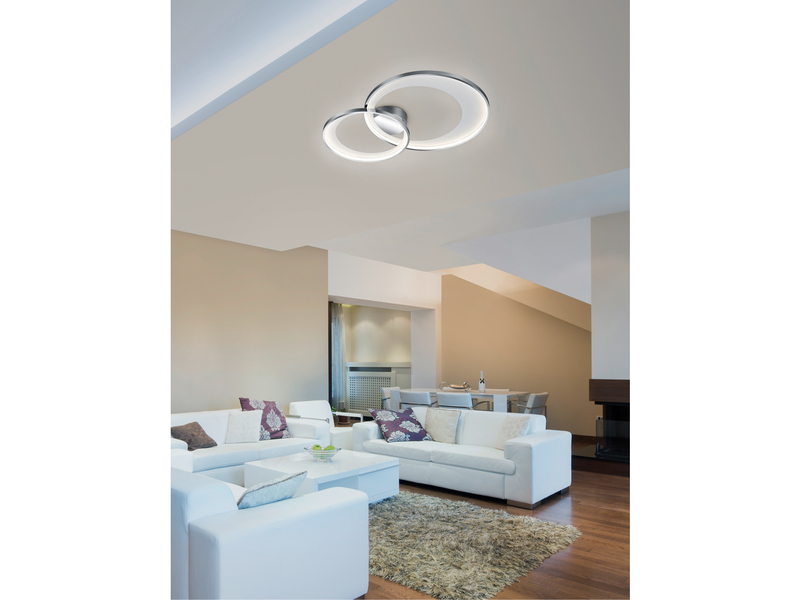 Stylische LED Deckenleuchte GRANADA in Chrom & Weiß mit Dimmer 85x60cm