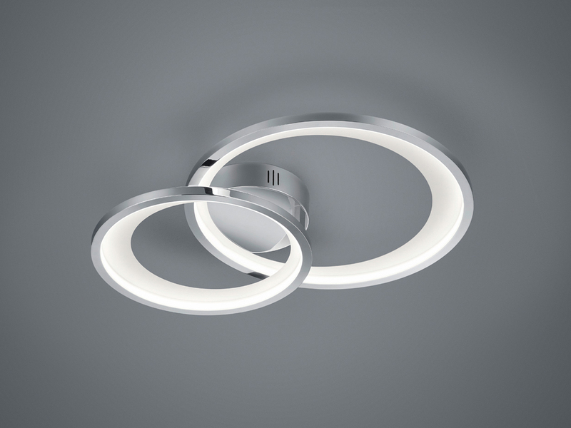 Moderne LED Deckenleuchte GRANADA dimmbar, Silber Chrom, Breite 59cm
