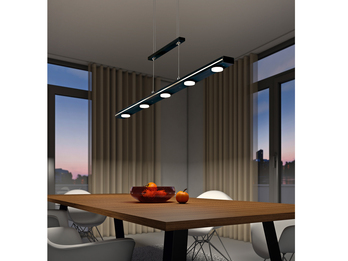 LED Pendelleuchte LACAL Schwarz dimmbar & höhenverstellbar bis 160cm, B: 100cm