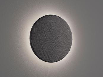 LED Wandleuchte RAVEN aus Naturschiefer flach & rund für Innen, Ø 20cm