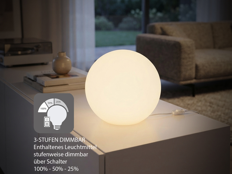 Kleine Glas Kugel Tischlampe Weiß Ø 20cm inkl. E27 LED