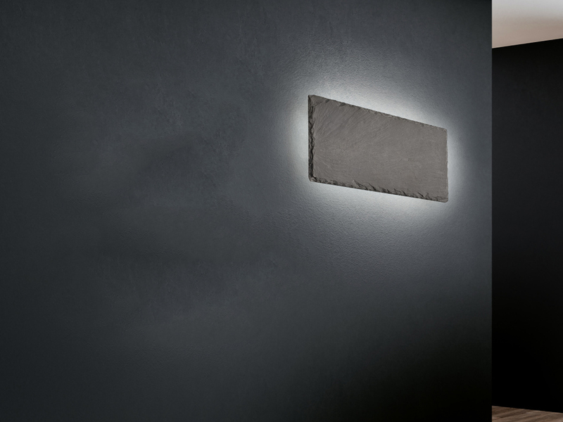 Außergewöhnliche LED Wandleuchte RAVEN aus schwarzem Schiefer 25cm rechteckig