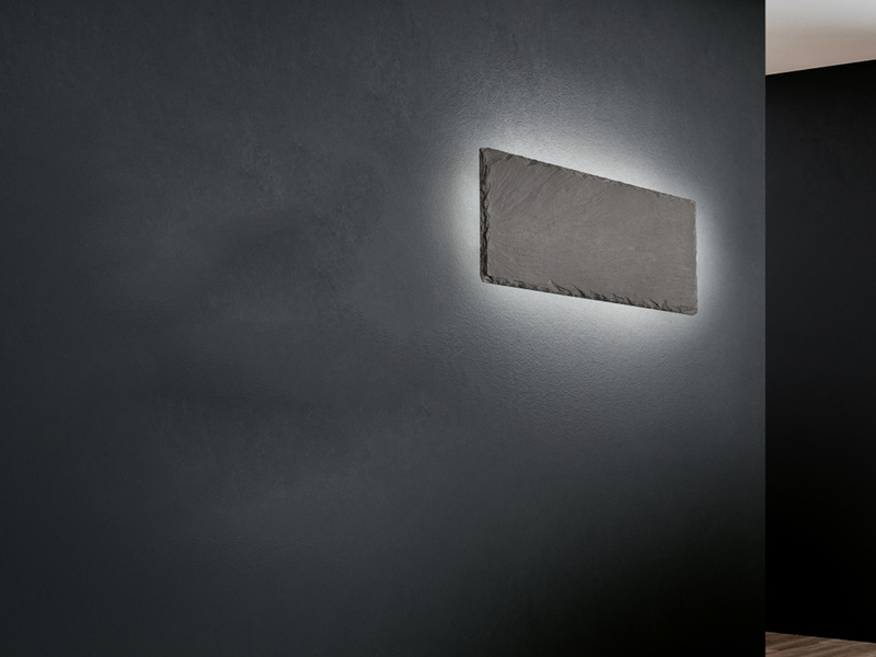 Flache LED Innen Wandleuchte RAVEN aus Naturschiefer, Breite 25cm